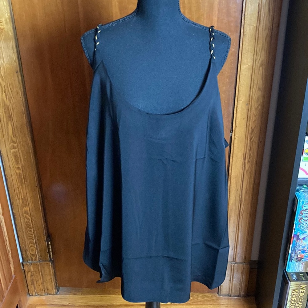 Black City Chic cami with black & gold braided straps, size XL (22) NWT